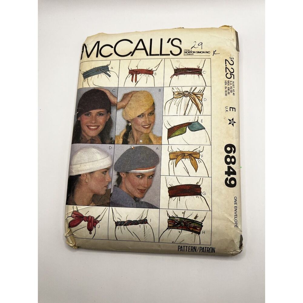 Vintage 1970s 1979 Sewing Patterns Women Girls Accessories & Hair McCall’s 6849